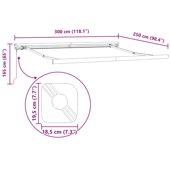 Einziehbare Markise Mehrfarbig 300x250 cm