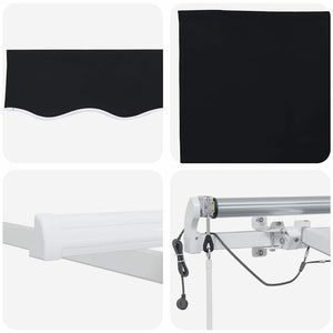 vidaXL Retractable Awning Black 300 x 250 cm Polyester and Metal