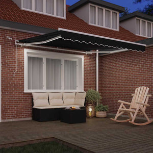 vidaXL Retractable Awning Black 300 x 250 cm Polyester and Metal