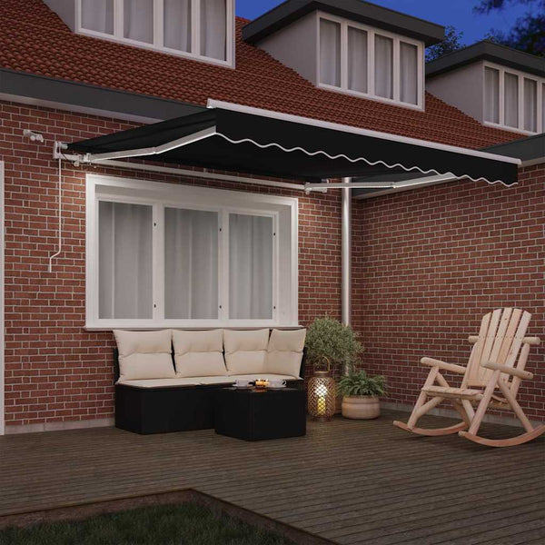 vidaXL Retractable Awning Black 300 x 250 cm Polyester and Metal