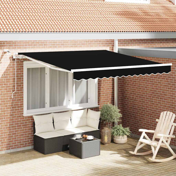 vidaXL Retractable Awning Black 300 x 250 cm Polyester and Metal