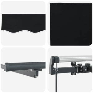 vidaXL Retractable Awning Black 300 x 250 cm Fabric