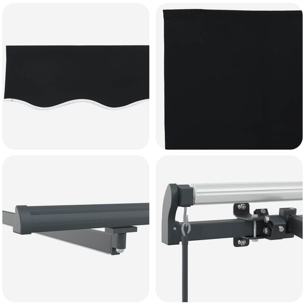 vidaXL Retractable Awning Black 300 x 250 cm Fabric