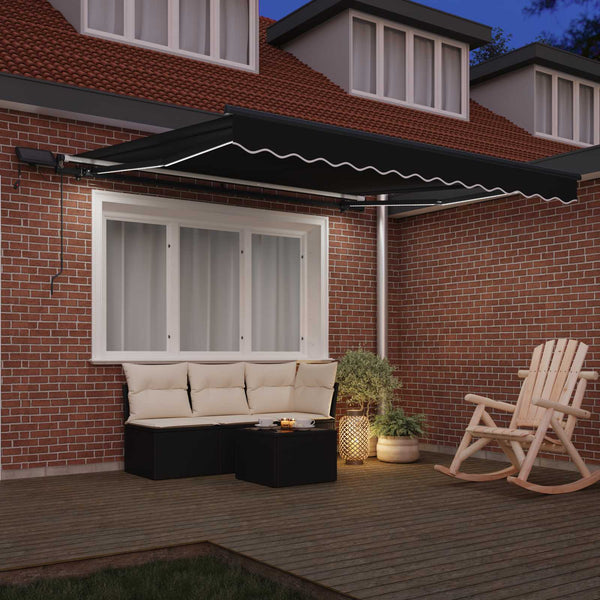 vidaXL Retractable Awning Black 300 x 250 cm Fabric
