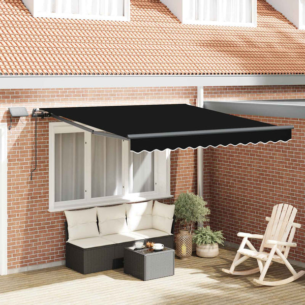 vidaXL Retractable Awning Black 300 x 250 cm Fabric