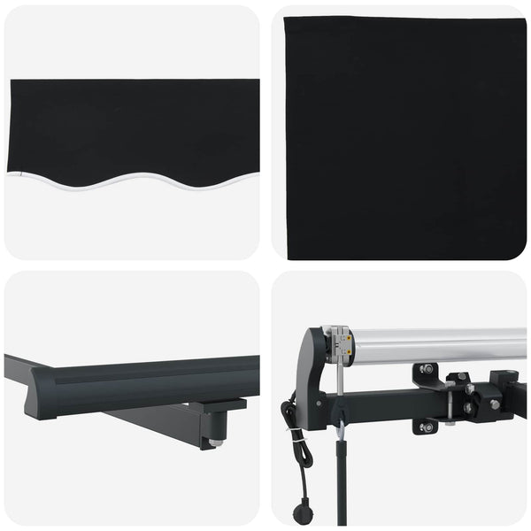 vidaXL Retractable Awning Black 300 x 250 cm Fabric and Aluminum
