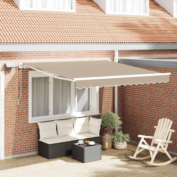 vidaXL Retractable Awning with Beige 300 x 250 cm Fabric