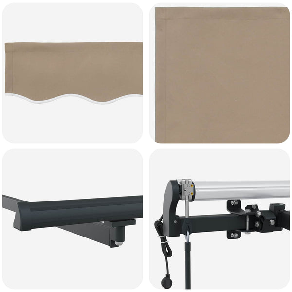 vidaXL Retractable Awning Beige 300 x 250 cm Fabric and Aluminium
