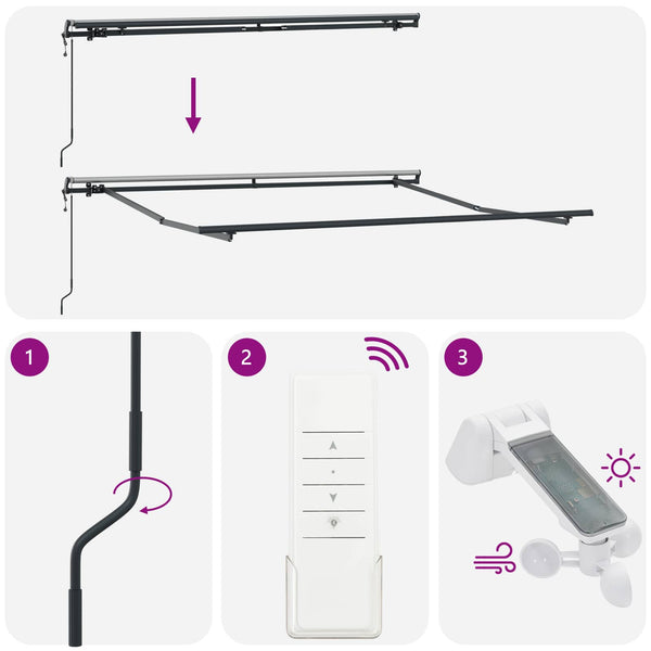 vidaXL Retractable Awning Beige 300 x 250 cm Fabric and Aluminium
