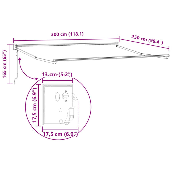 vidaXL Awning Beige 300 x 250 x 165 cm Polyester