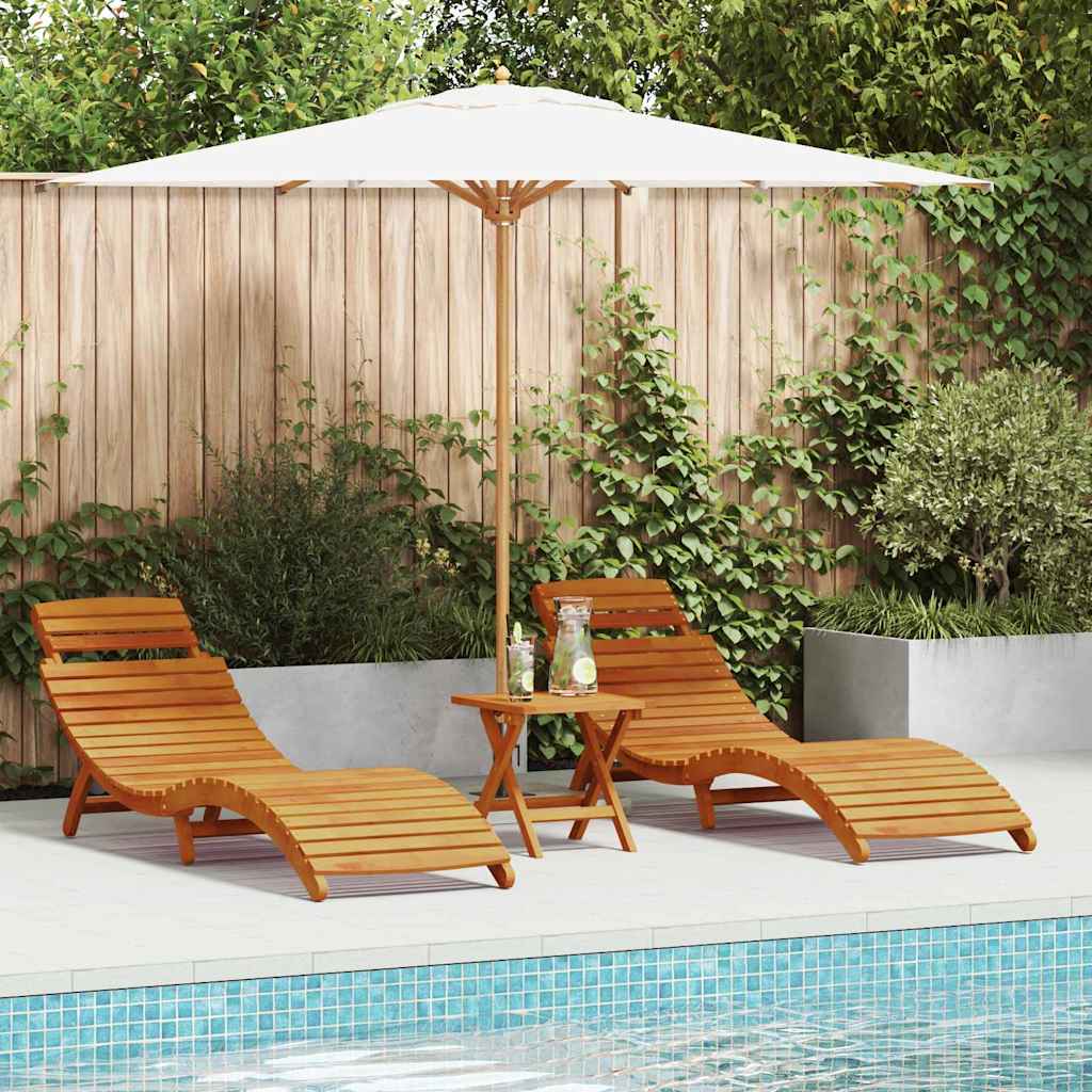 vidaXL Sun Lounger 3 pcs Brown Solid Acacia Wood