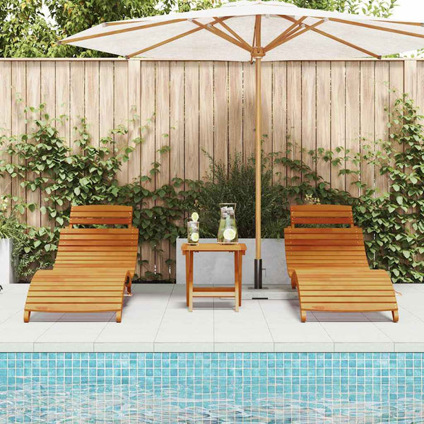 vidaXL Sun Lounger 3 pcs Brown Solid Acacia Wood