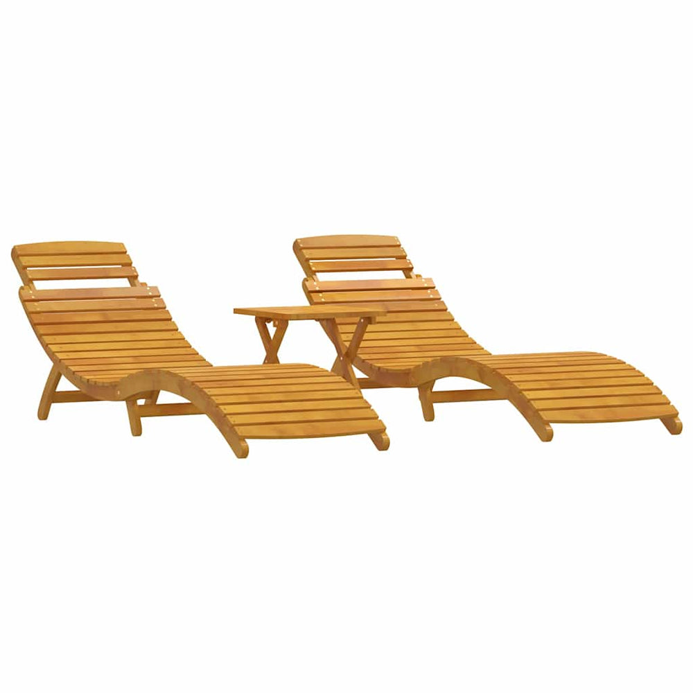 vidaXL Sun Lounger 3 pcs Brown Solid Acacia Wood