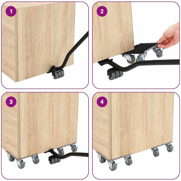 vidaXL Furniture Movers 4 pcs. with Lifter 13.5x13.5x6 cm Steel 1300 kg