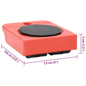 vidaXL Furniture Movers 8 pcs with Lifters Red 9.8x7.5x3 cm 150 kg