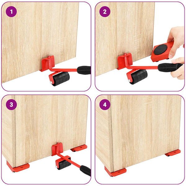 vidaXL Furniture Movers 8 pcs with Lifters Red 9.8x7.5x3 cm 150 kg
