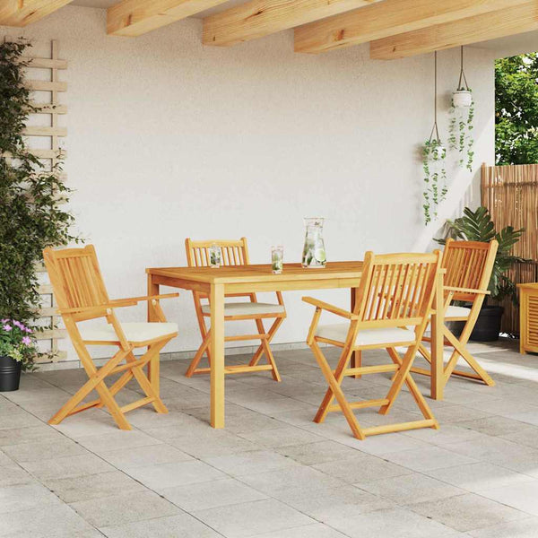 vidaXL Folding Chairs 4 pcs White 49 x 57.5 x 92 cm Solid Acacia Wood