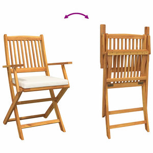 vidaXL Folding Chairs 4 pcs White 49 x 57.5 x 92 cm Solid Acacia Wood