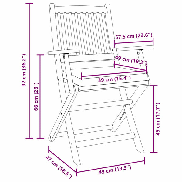 vidaXL Folding Chairs 4 pcs White 49 x 57.5 x 92 cm Solid Acacia Wood