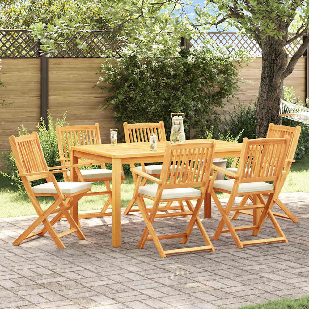 vidaXL Folding Chair 6 pcs White 49 x 57.5 x 92 cm Solid Acacia Wood