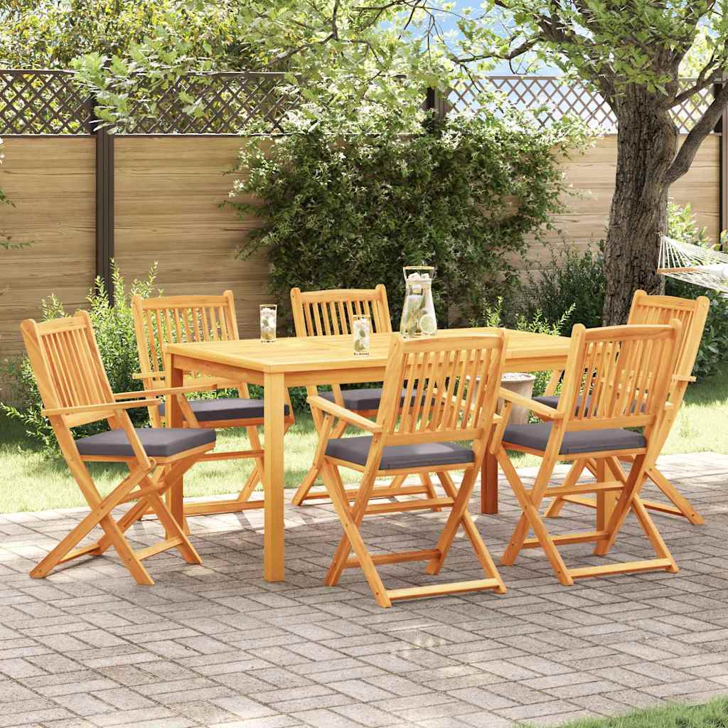 vidaXL Folding Chairs 6 pcs Grey 49 x 57.5 x 92 cm Solid Acacia Wood