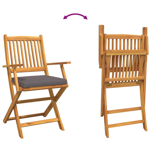 Klappstühle 8er Set Grau Akazie
