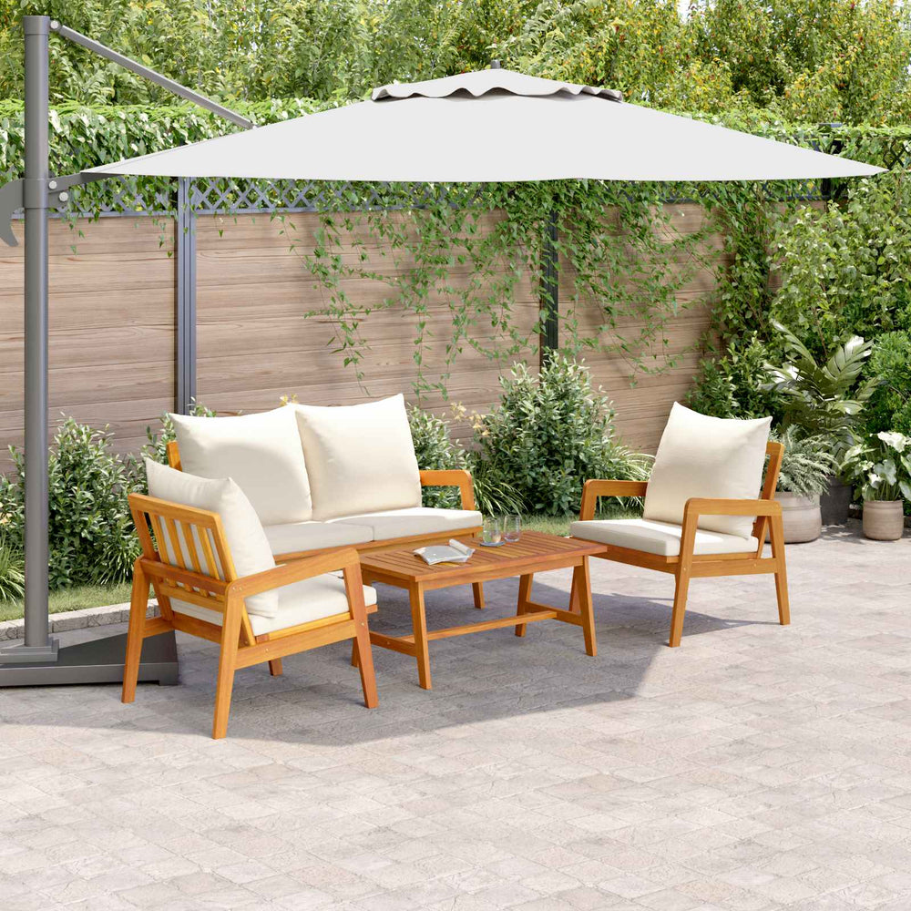 vidaXL Bistro Set 4 pcs Brown and Cream Solid Acacia Wood