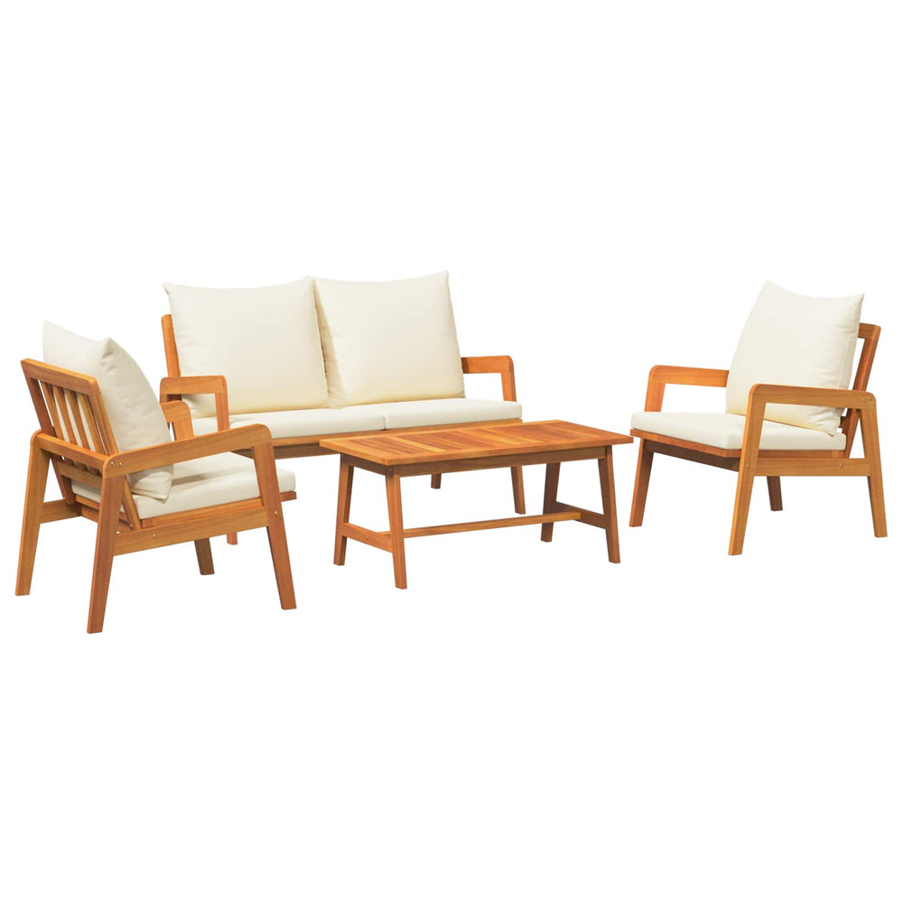 vidaXL Bistro Set 4 pcs Brown and Cream Solid Acacia Wood