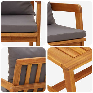 vidaXL Bistro Set with Cushions 4 pcs Brown Solid Acacia Wood