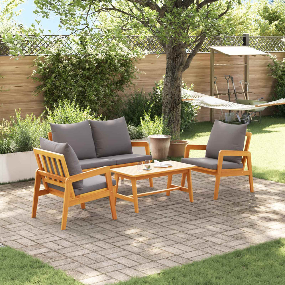vidaXL Bistro Set with Cushions 4 pcs Brown Solid Acacia Wood