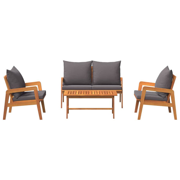 vidaXL Bistro Set with Cushions 4 pcs Brown Solid Acacia Wood