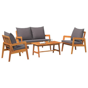 vidaXL Bistro Set with Cushions 4 pcs Brown Solid Acacia Wood