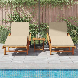 vidaXL Sun Lounger 2 pcs Beige 200 x 67 x 84 cm Solid Acacia Wood