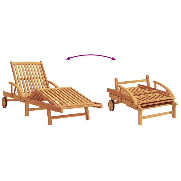 vidaXL Sun Lounger 2 pcs Beige 200 x 67 x 84 cm Solid Acacia Wood