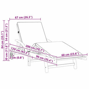 vidaXL Sun Lounger 2 pcs Beige 200 x 67 x 84 cm Solid Acacia Wood