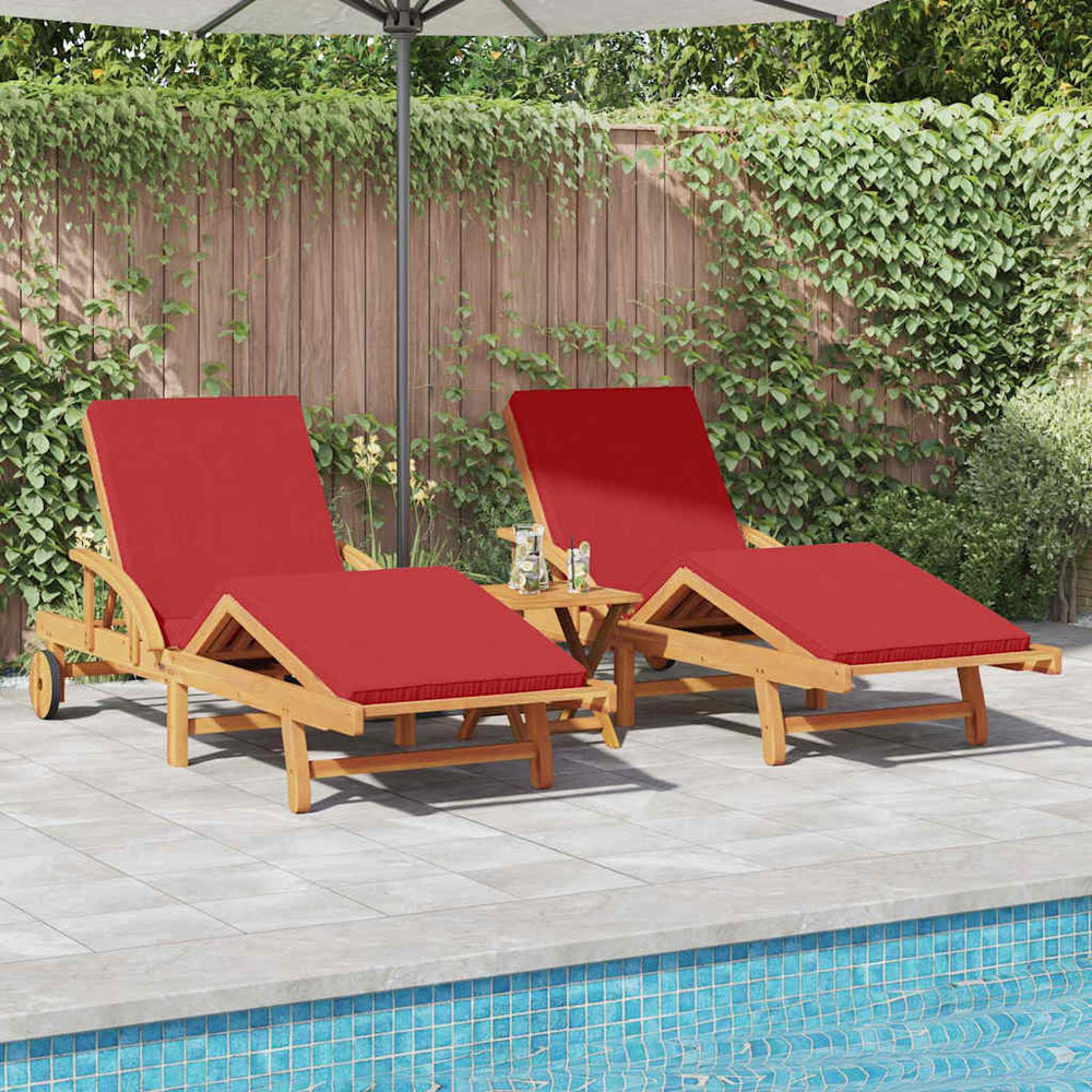 vidaXL Sun Lounger 2 pcs Red 200 x 67 x 84 cm Solid Acacia Wood