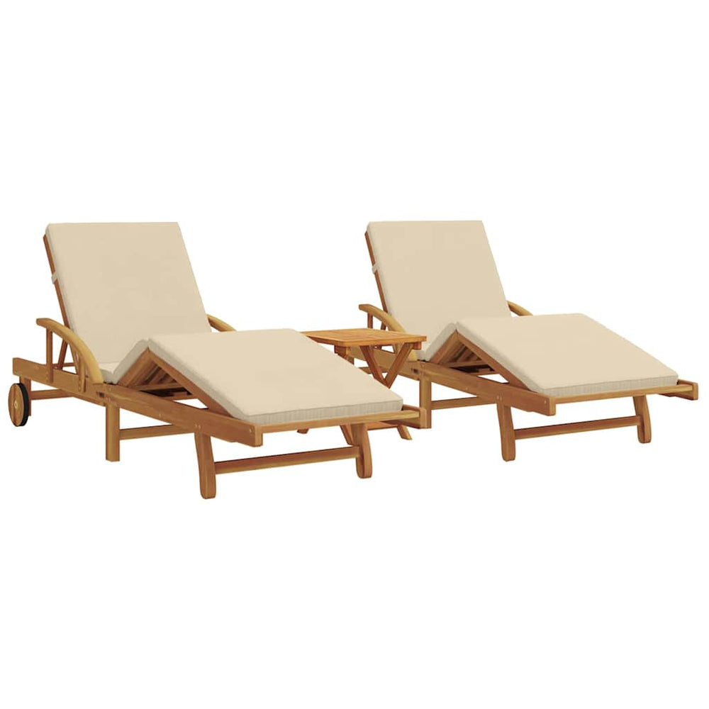 vidaXL Sun Lounger 3 pcs Beige 200 x 67 x 84 cm Solid Acacia Wood
