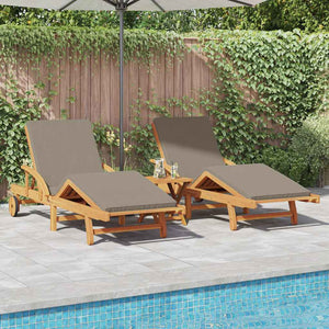 vidaXL Sun Lounger 3 pcs Taupe 200 x 67 x 84 cm Solid Acacia Wood