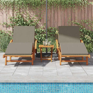 vidaXL Sun Lounger 3 pcs Taupe 200 x 67 x 84 cm Solid Acacia Wood