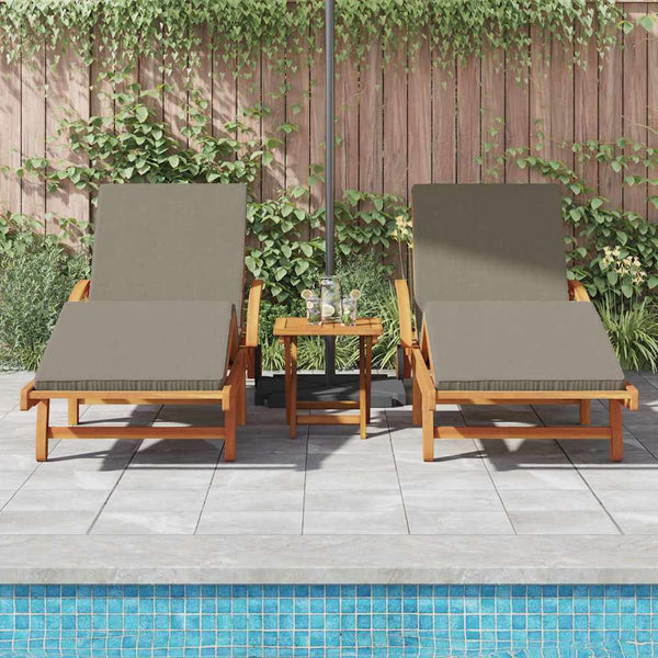 vidaXL Sun Lounger 3 pcs Taupe 200 x 67 x 84 cm Solid Acacia Wood