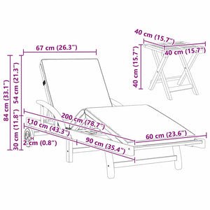 vidaXL Sun Lounger 3 pcs Taupe 200 x 67 x 84 cm Solid Acacia Wood
