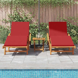 vidaXL Sun Lounger 3 pcs Red 200 x 67 x 84 cm Solid Acacia Wood