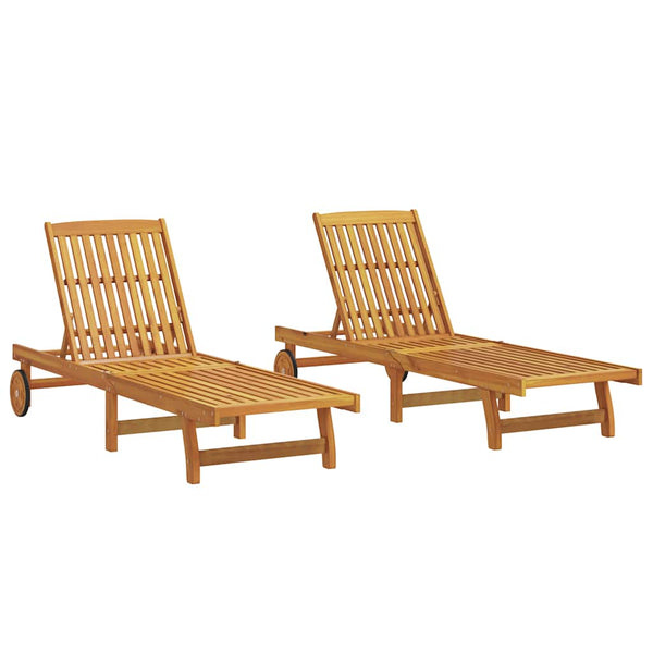 vidaXL Sun Loungers 2 pcs. with Wheels Solid Acacia Wood