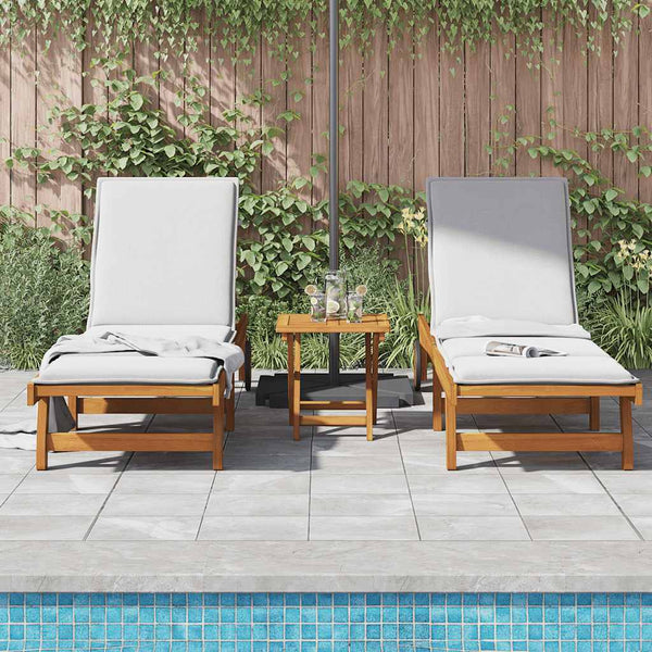 vidaXL Sun Loungers 2 pcs. with Wheels Solid Acacia Wood
