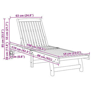 vidaXL Sun Loungers 2 pcs. with Wheels Solid Acacia Wood
