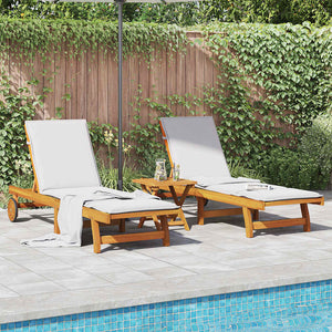 vidaXL Sun Loungers 2 pcs. with Wheels Solid Acacia Wood