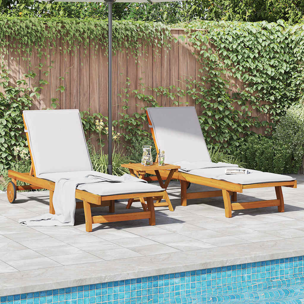 vidaXL Sun Loungers 2 pcs. with Wheels Solid Acacia Wood