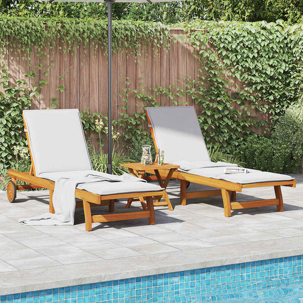 vidaXL Sun Loungers 2 pcs. with Wheels Solid Acacia Wood