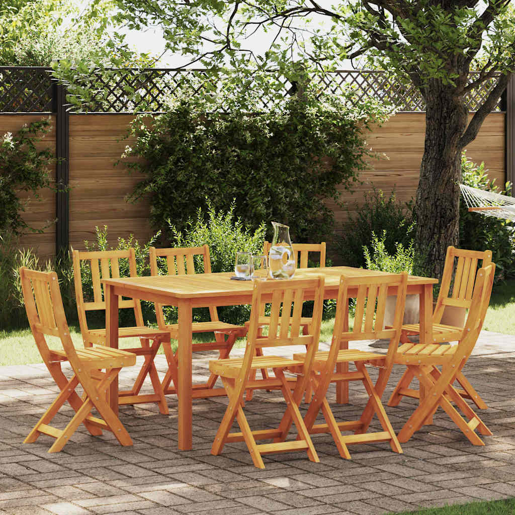Akazienholz Bistro Stühle mit Kissen, 8er Set