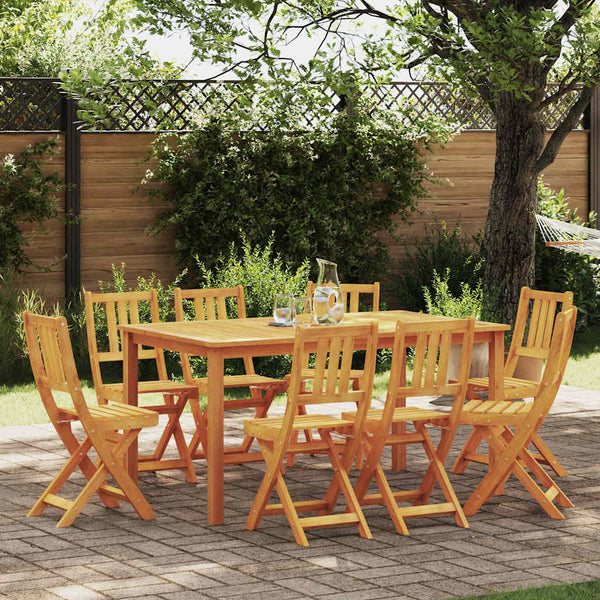 Akazienholz Bistro Stühle mit Kissen, 8er Set